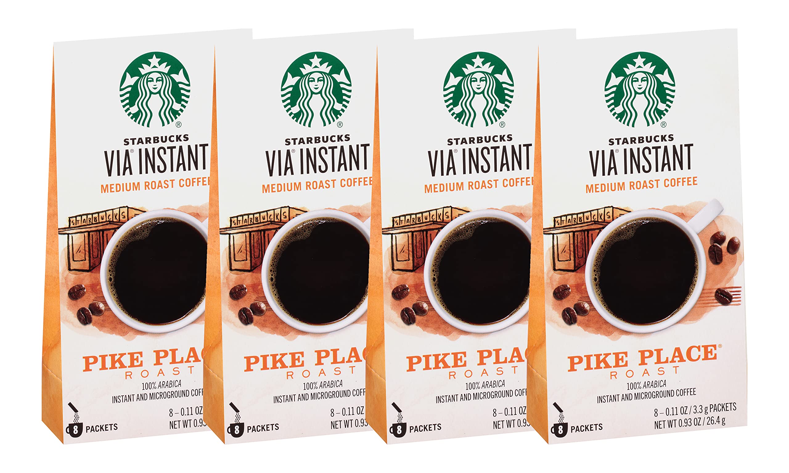 Starbucks Via Instant Coffee Pike Place Roast, (Pack Of 4)