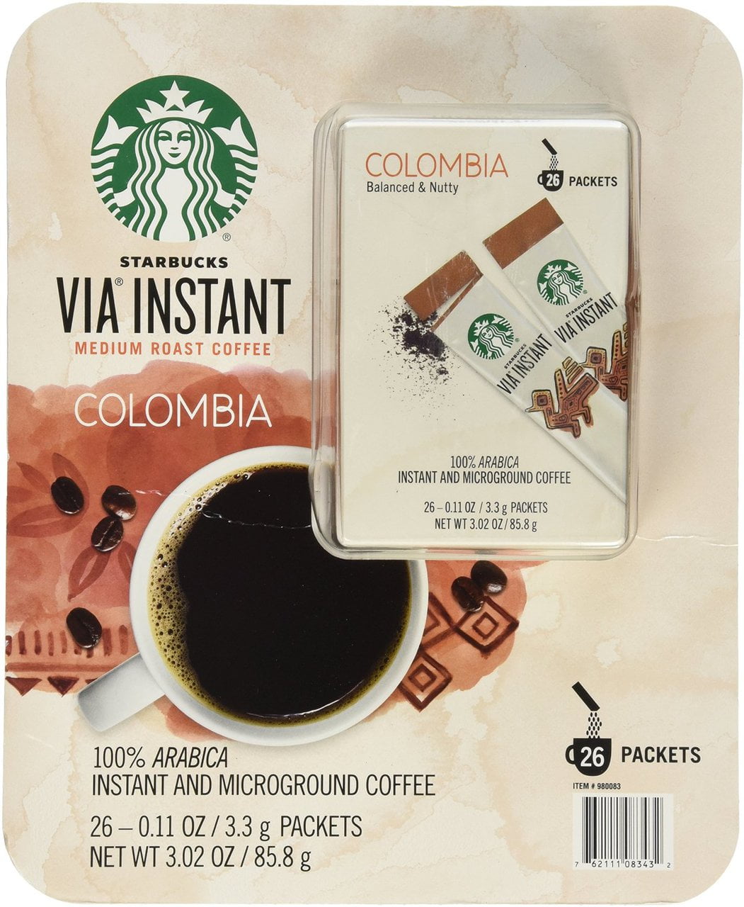 Starbucks Via Instant Colombian Ground Medium Roast Coffee