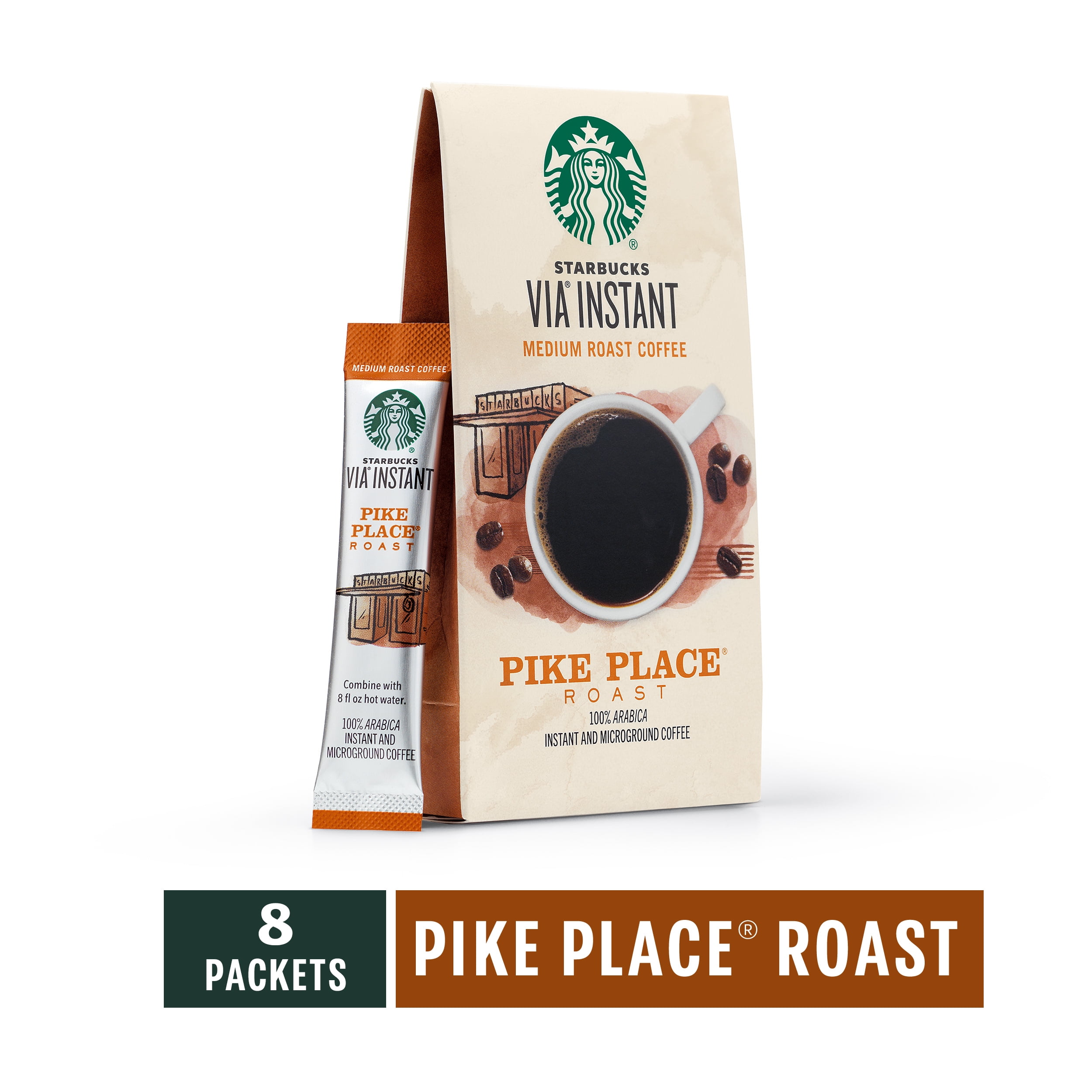 Starbucks Via Pike Place Roast Medium Roast Instant Coffee Packets 8 Count