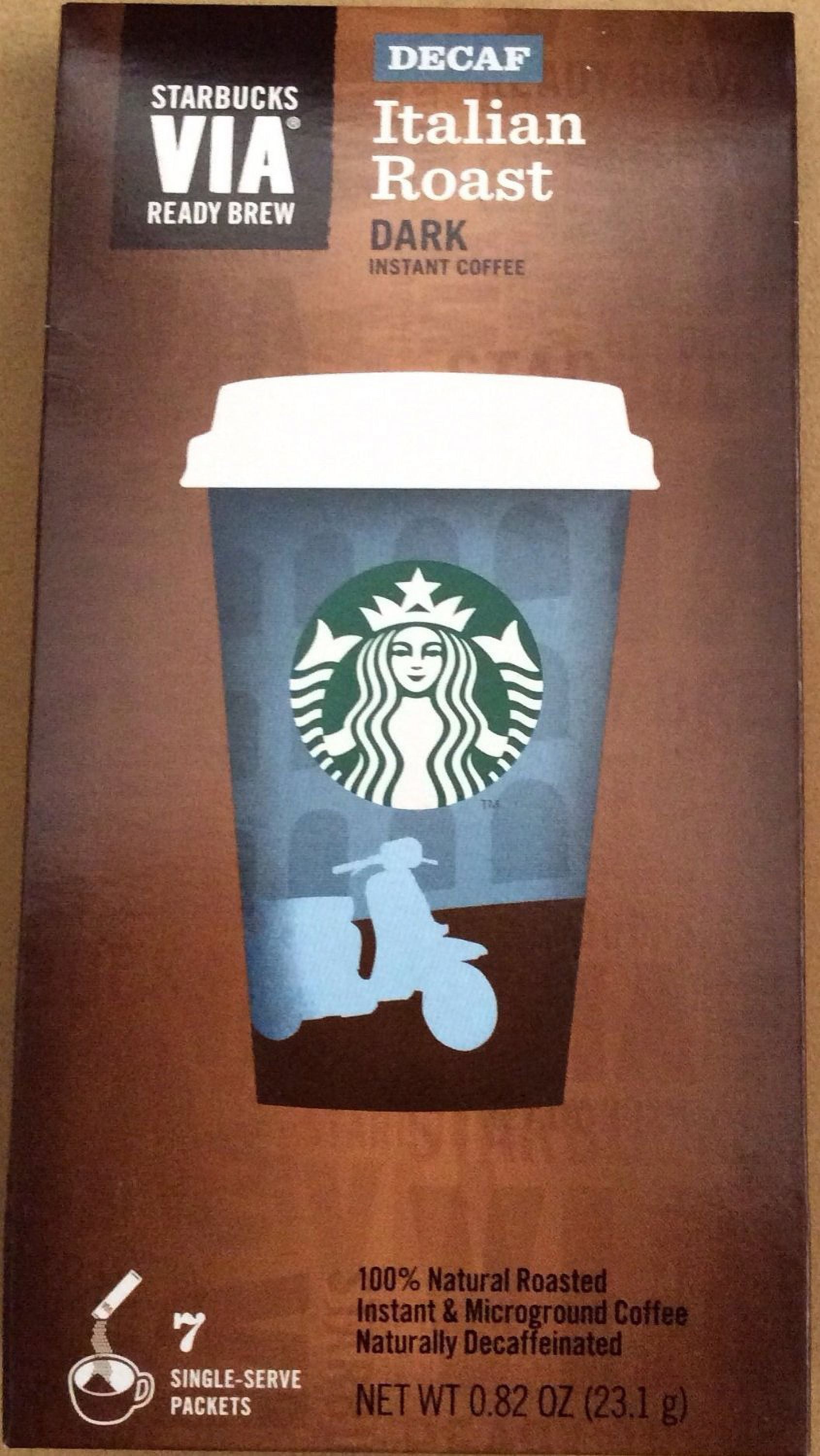 Starbucks Via Ready Brew, Decaf Italian Dark Roast Instant Coffee, 7