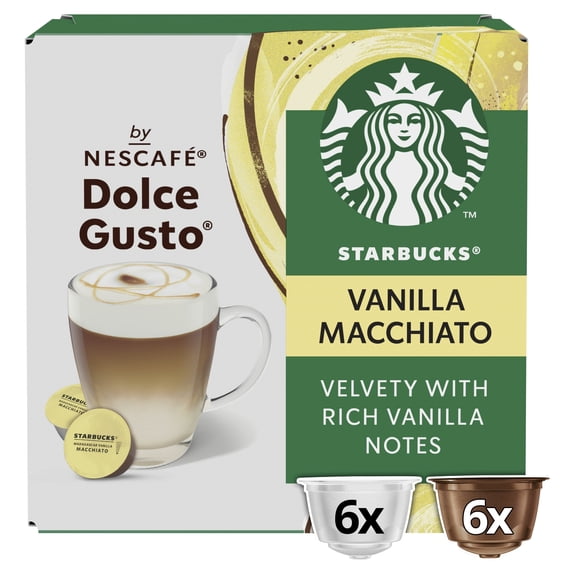 Starbucks by Nescafe Dolce Gusto Madagascar Vanilla Macchiato Coffee Pods x12 132g Imported from Britain