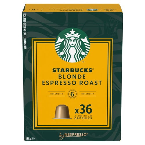 Starbucks by Nespresso Blonde Espresso Roast, 36 pods per pack, British Import (Pack of 3)