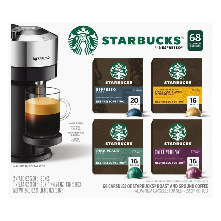 Starbucks by Nespresso Capsules, Variety Pack, 68 Aluminum Pods