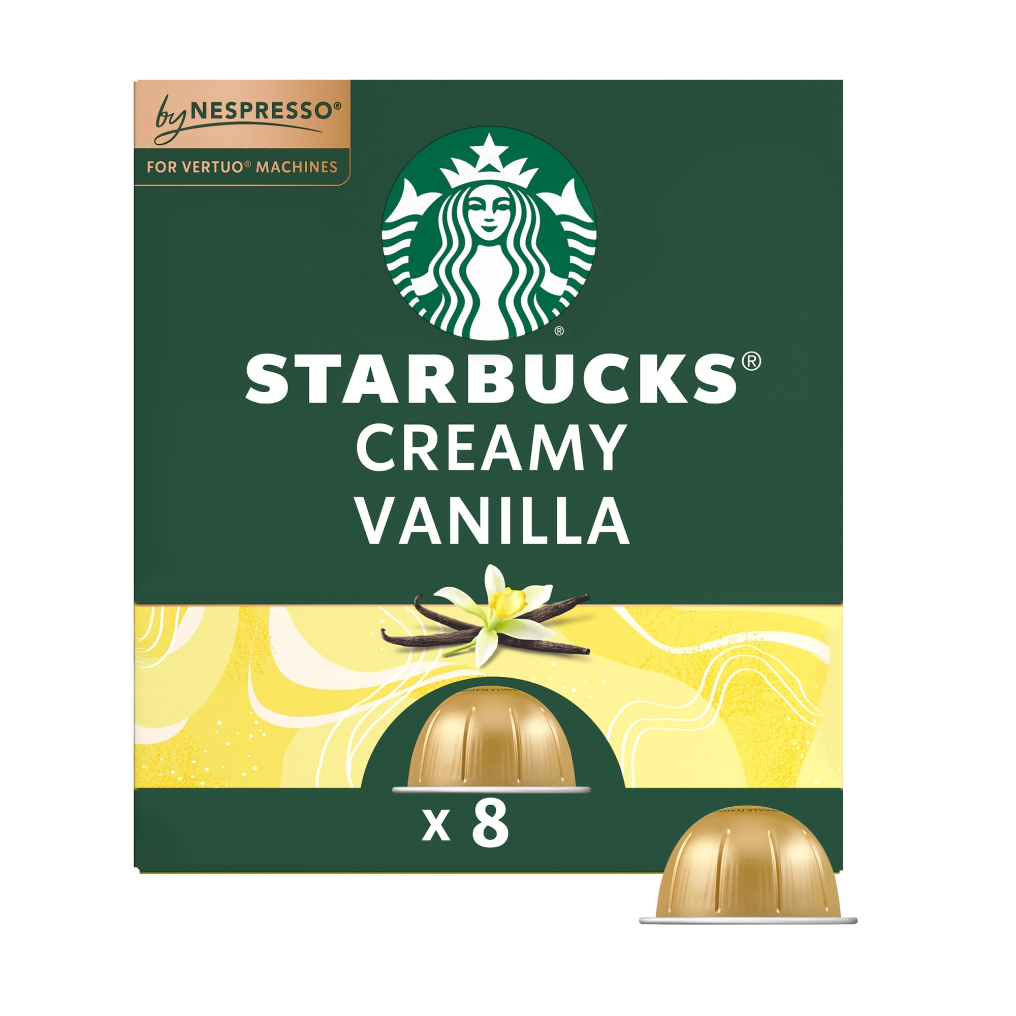 Starbucks By Nespresso Vertuo Line, Creamy Vanilla, Flavored Roast Nespresso Pods, 8 Count Starbucks By Nespresso Vertuo Line, Creamy Vanilla, Flavored Roast Nespresso Pods, 8 Count