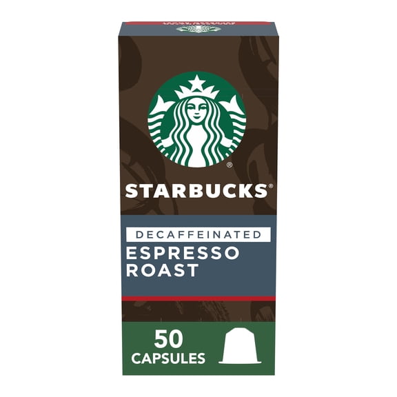 Starbucks by Nespresso Decaf Dark Roast Espresso (50-count single serve capsules, compatible with Nespresso Original Line System)