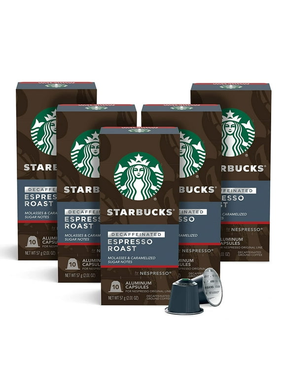 Starbucks by Nespresso Decaf Dark Roast Espresso (50-count single serve capsules, compatible with Nespresso Original Line System)