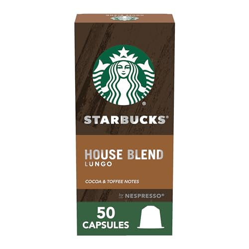 Starbucks by Nespresso Medium Roast House Blend Coffee (50-count single serve capsules, compatible with Nespresso Original Line System)