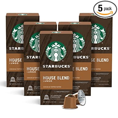 Starbucks by Nespresso Original Line, House Blend, Medium Roast Coffee, 50-count Espresso Pods