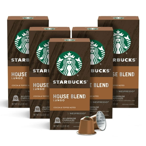 Starbucks by Nespresso Original Line, House Blend, Medium Roast Coffee, 50-count Espresso Pods
