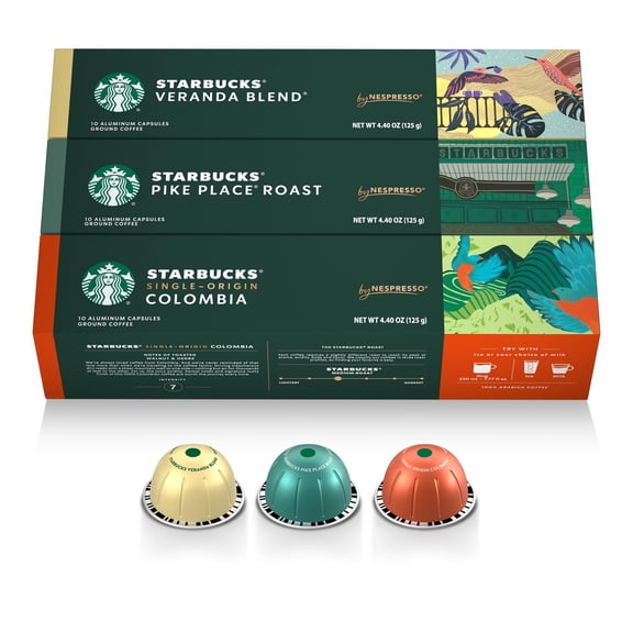 Starbucks by Nespresso Vertuo, Blonde & Medium Roast Variety Pack Coffee, 30-count Coffee Pods, Brews 7.8 oz.