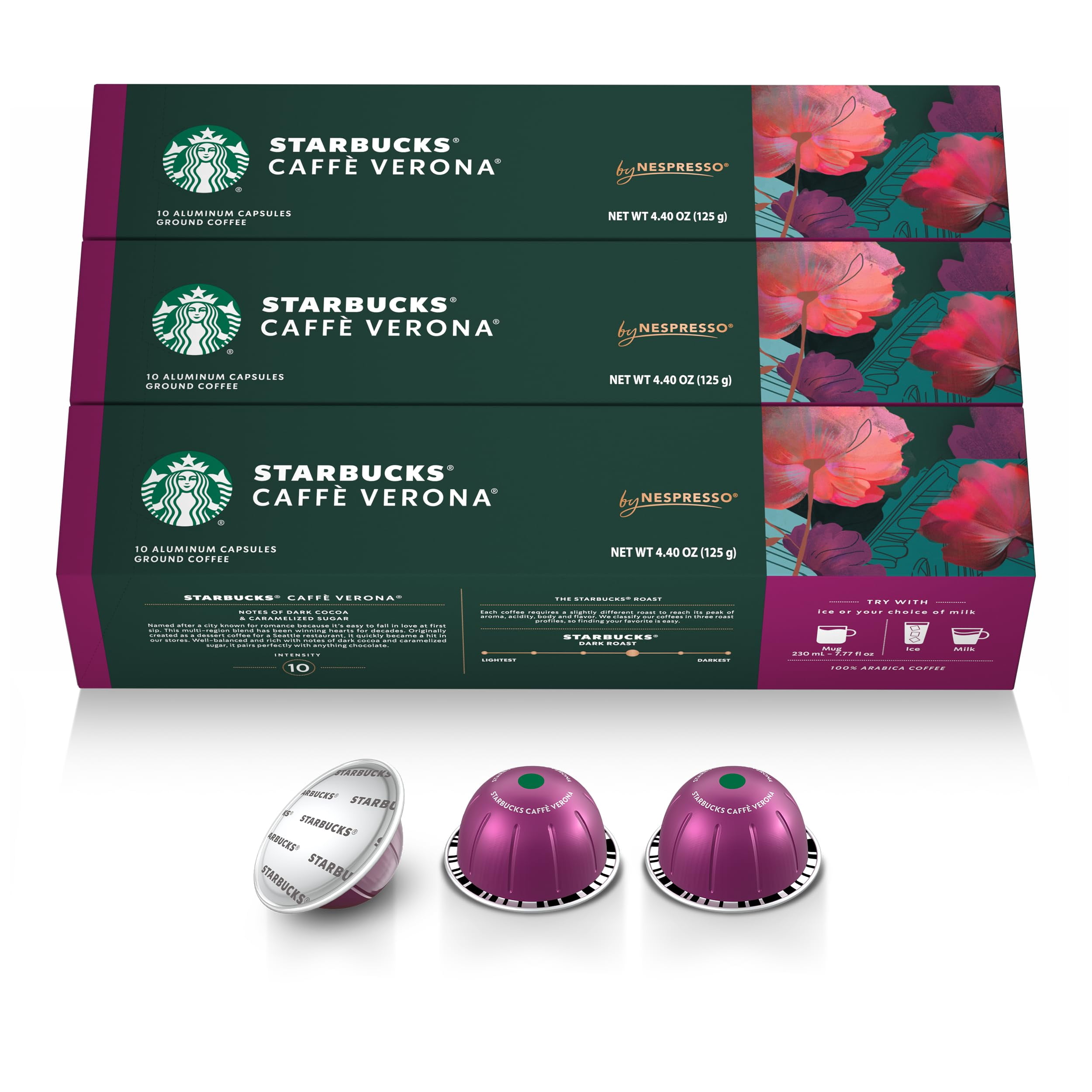 Starbucks by Nespresso Vertuo, Caffè Verona Dark Roast Coffee, 30-count Coffee Pods, Brews 7.8 oz.