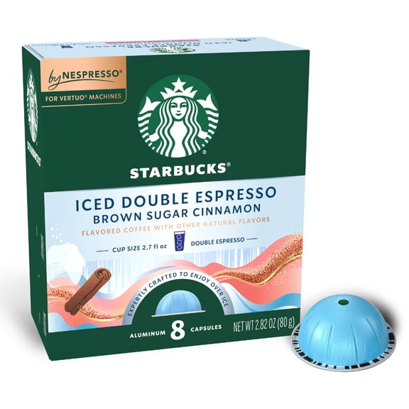 Starbucks by Nespresso Brown Sugar Cinnamon Flavored Iced Double Espresso Capsules for Vertuo, 8 capsules 2.82 oz