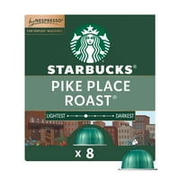 Starbucks by Nespresso Vertuo Line, Pike Place Roast, Medium Roast Nespresso Pods, 8 Count