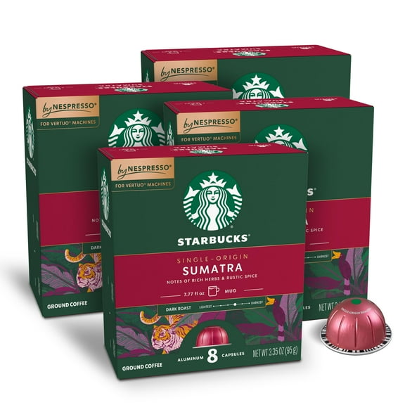 Starbucks by Nespresso Vertuo, Single-Origin Sumatra, Dark Roast Nespresso Pods, 32 Count