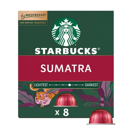 Starbucks by Nespresso Vertuo Line, Single-Origin Sumatra, Dark Roast Nespresso Pods, 8 ct