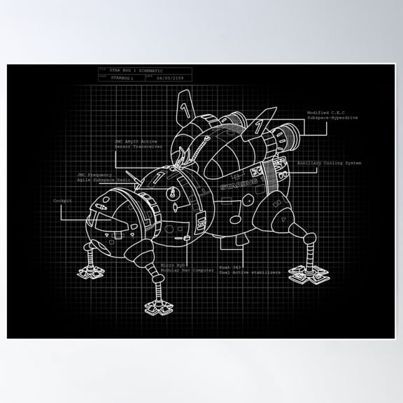 Starbug Schematic Poster Wall Art, Modern Wall Decor For Living Room Bedroom, 16x24 UNFRAMED