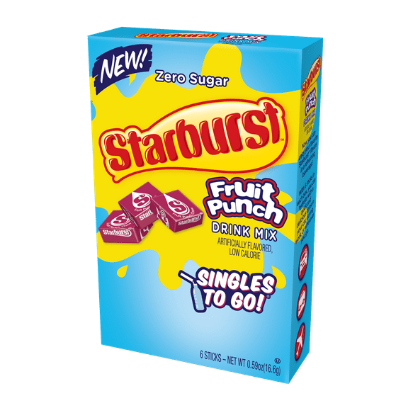 Starburst 6ct Fruit Punch Drink Mix, Sugar-Free On-The-Go Drink Mix, 0.59oz (16.4g), 6 Count