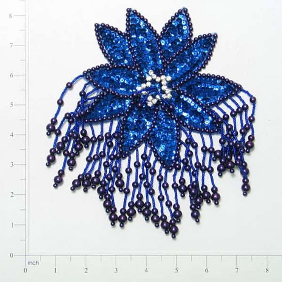 Starburst Beaded Sequin Applique/Patch w/ Fringe 8" x 5 3/4"