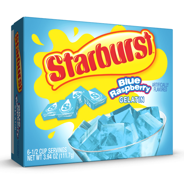 Starburst Blue Raspberry Gelatin Mix, 6 Servings, 3.94 oz ShelfStable