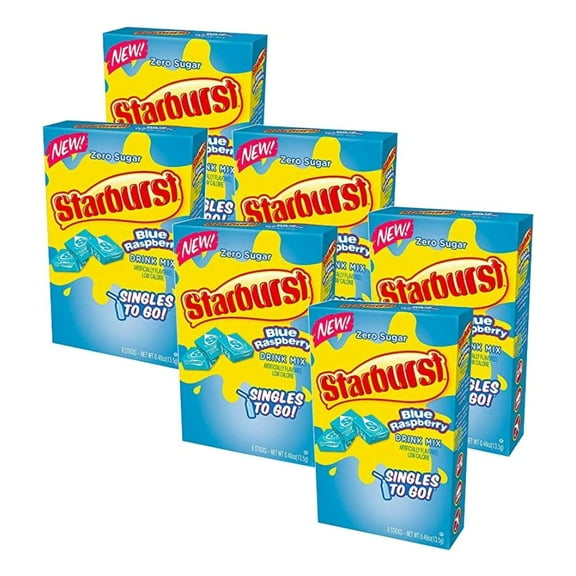 Starburst Blue Raspberry Singles To Go Drink Mix, 0.59 oz, 6 CT (Pack-6)