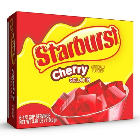 Starburst Cherry Gelatin Mix 6 Servings 3.91 oz Cardboard Box (Pack of 4)
