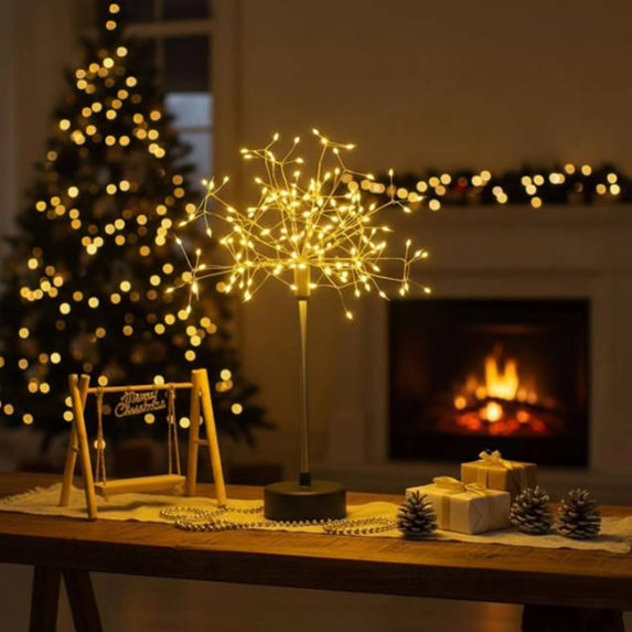 Starburst Dandelion Fireworks Table Light 15.74" with 100 LED Fairy Lights, Adjustable Branches, Perfect Christmas Table Centerpiece & Gift for Home Party Wedding Decoration