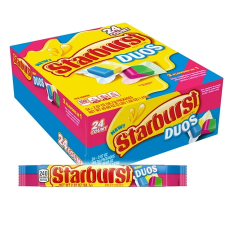 Starburst Duos, Fruit Chews Candy, Full Size Packs, 2.07 Oz 24 Ct