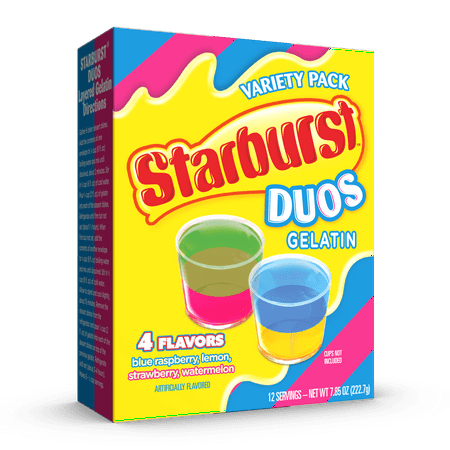Starburst Duos Variety Gelatin Mix, 12 Servings, 7.85 oz Cardboard Box