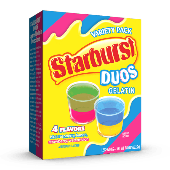 Starburst Duos Variety Gelatin Mix, 12 Servings, 7.85 oz Cardboard Box