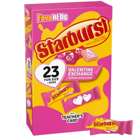 Starburst FaveReds Chewy Candy Valentine Gift Exchange Fun Size, 23 Count, 8.11 oz Box