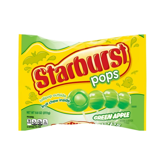 STARBURST Filled Green Apple Lollipops Halloween Hard Party Candy Suckers  9.6 oz. Lay Down Bag