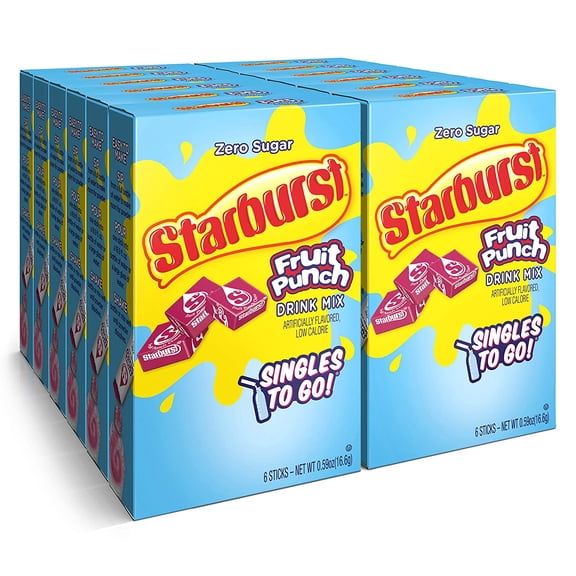 Starburst Fruit Punch Singles To Go Powdered Drink Mix, Quantity of 12