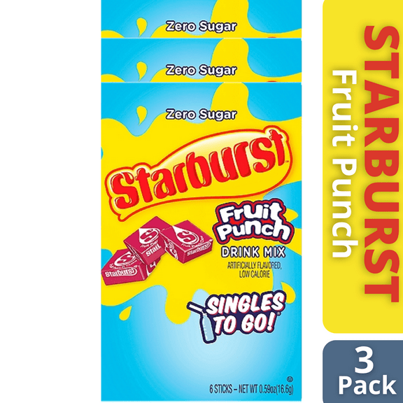 Starburst Fruit Punch To Go Drink Mix, 6 Count Ea, Box (3 Pack)