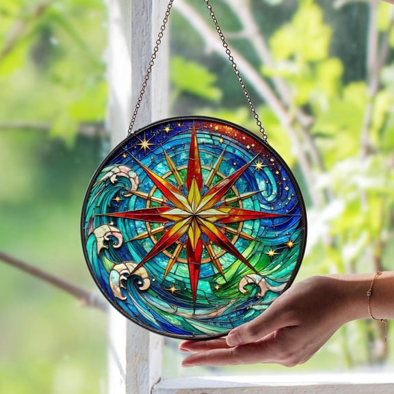 Starburst Glass Window Suncatcher, Radiant Geometric Art, Modern Home Decor, 3.5 in