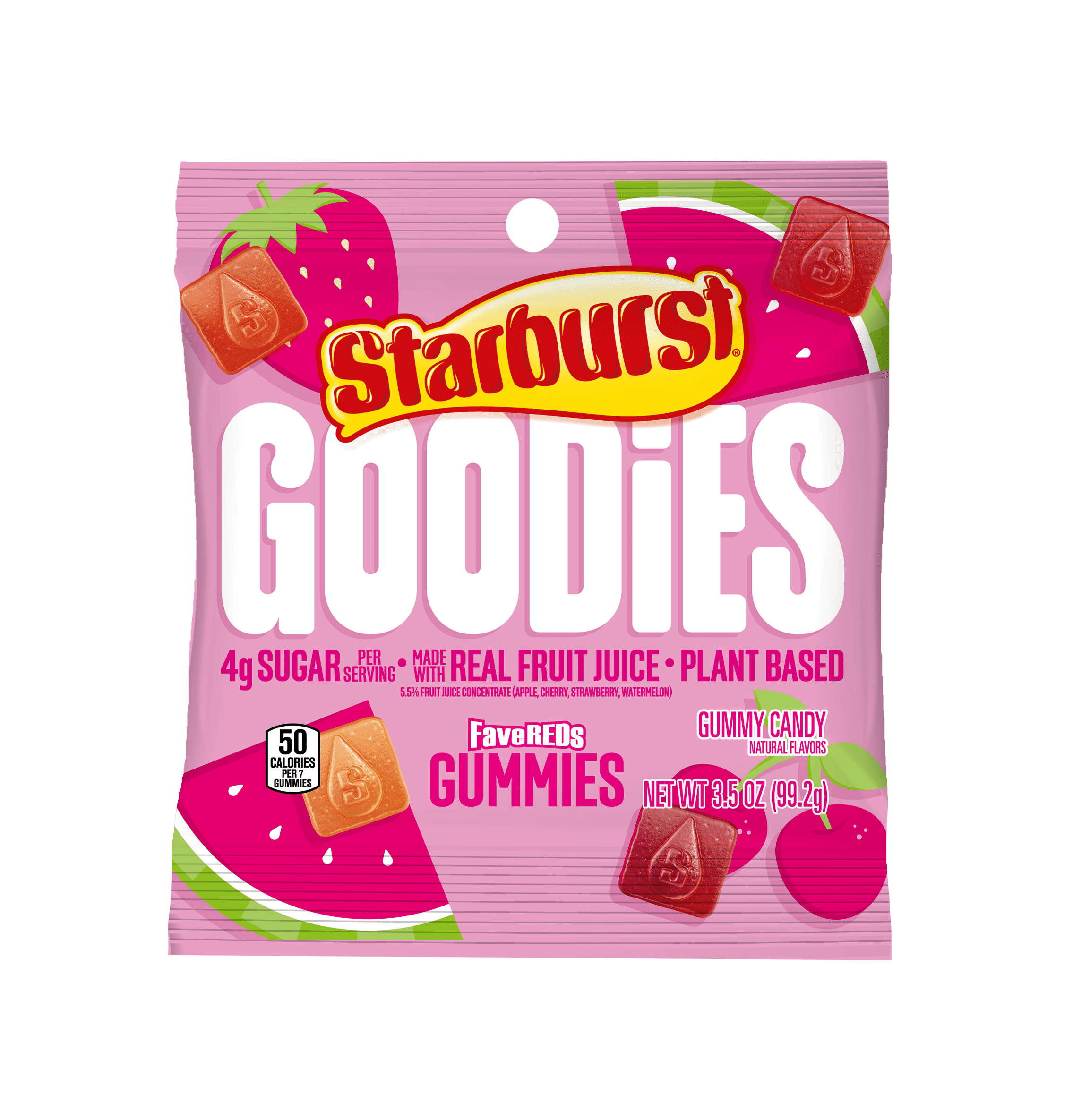 Starburst Goodies FaveREDS Low Sugar Candy Plant-Based Fruit Gummy Candies - 3.5 oz Bag