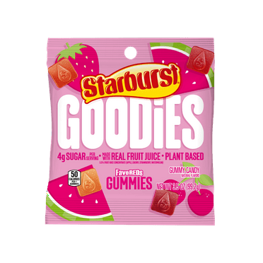 Starburst Goodies FaveREDS Low Sugar Candy Plant-Based Fruit Gummy Candies - 3.5 oz Bag