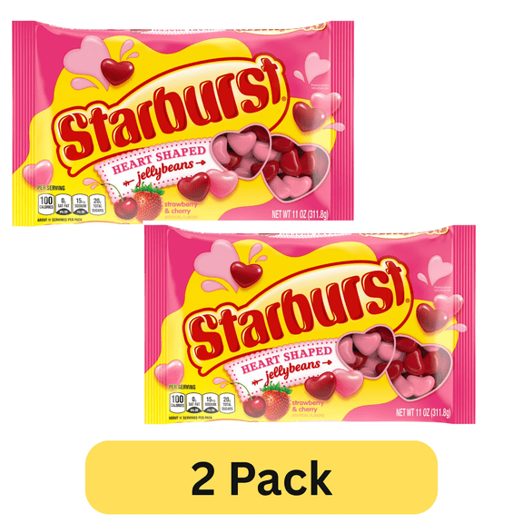 Starburst Heart Shaped Jellybeans Valentine's Candy, 11 oz, Pack of 2