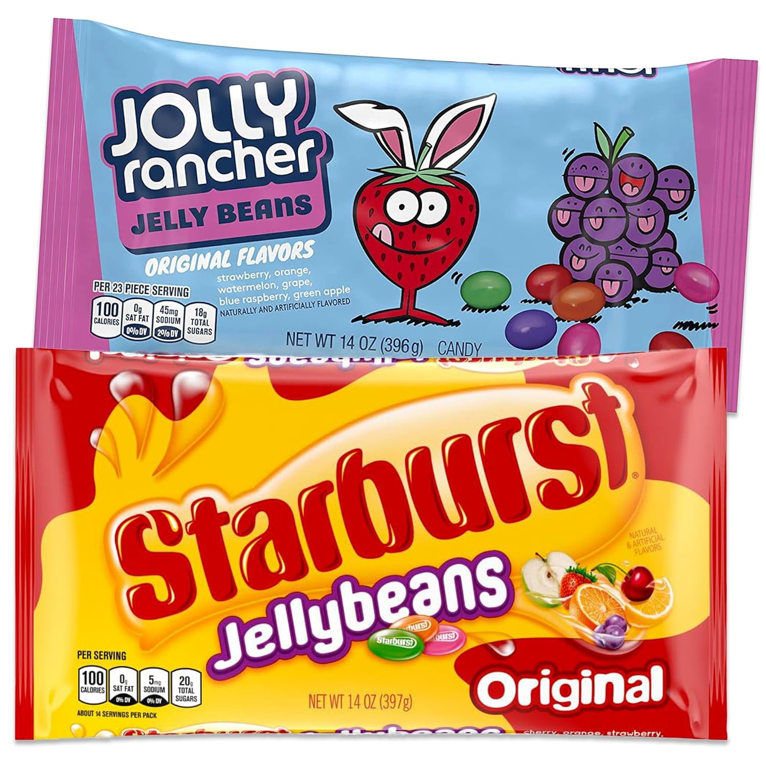 Starburst Jelly Beans and Jolly Rancher Jelly Beans Bulk Variety 2 Pack, 14oz Bags. Easter Jelly