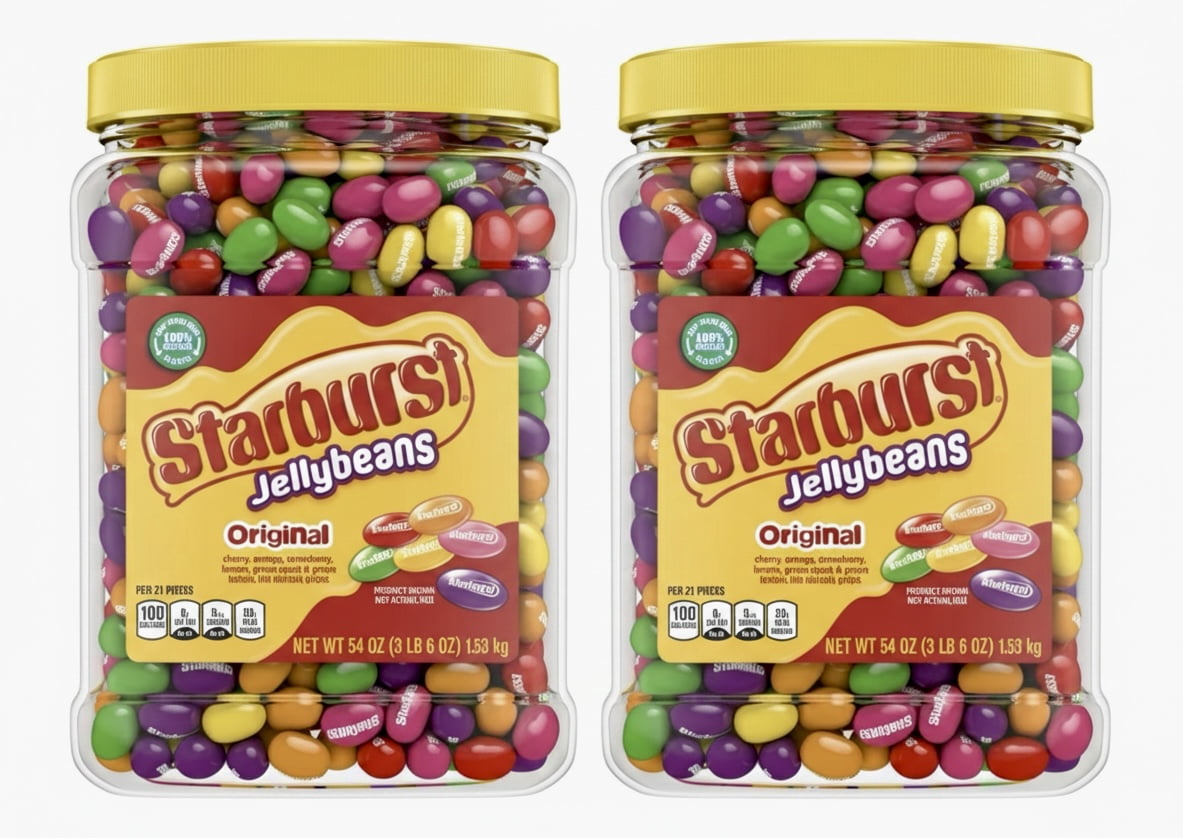 Starburst Jellybeans Original Assorted Chewy Candy Resealable Jar (6 LB) 108 oz
