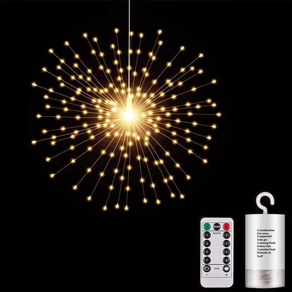 Starburst Light Tutuviw 180 LED String Light Bouquet Shape Firework Battery Christmas Lights Operated with Remote Control for Christmas Bedroom Corridor Patio Parties Decor(Warm White)