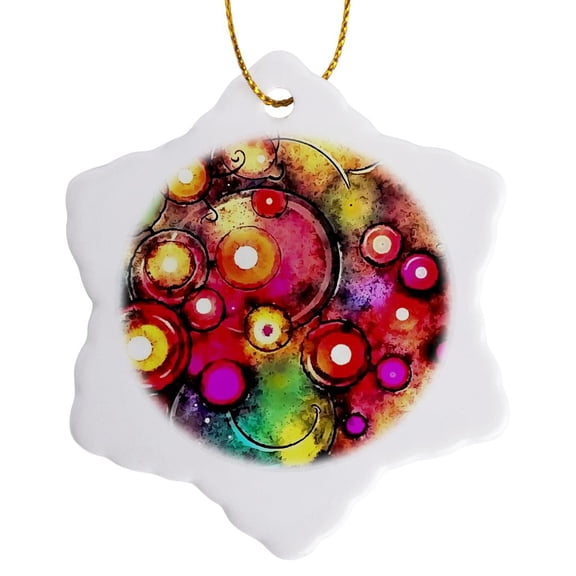 3drose, Starburst Mid-century Modern Pattern White and Black, 3 inch Snowflake Porcelain Ornament