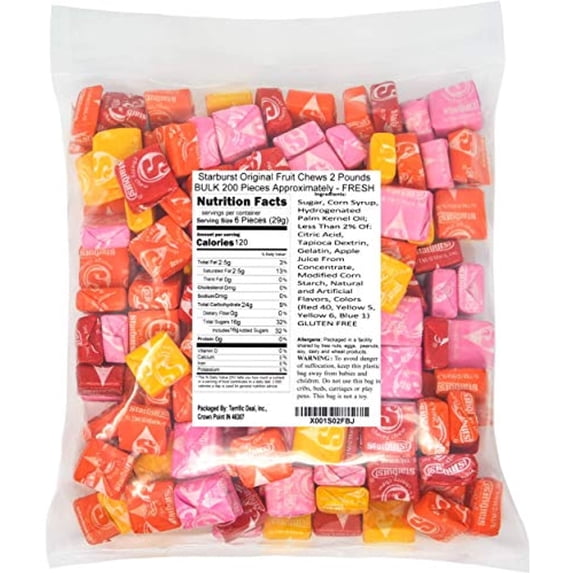 Starburst Original Fruit Chews 2 Pounds Bulk 200 Pieces Approximately - Fresh