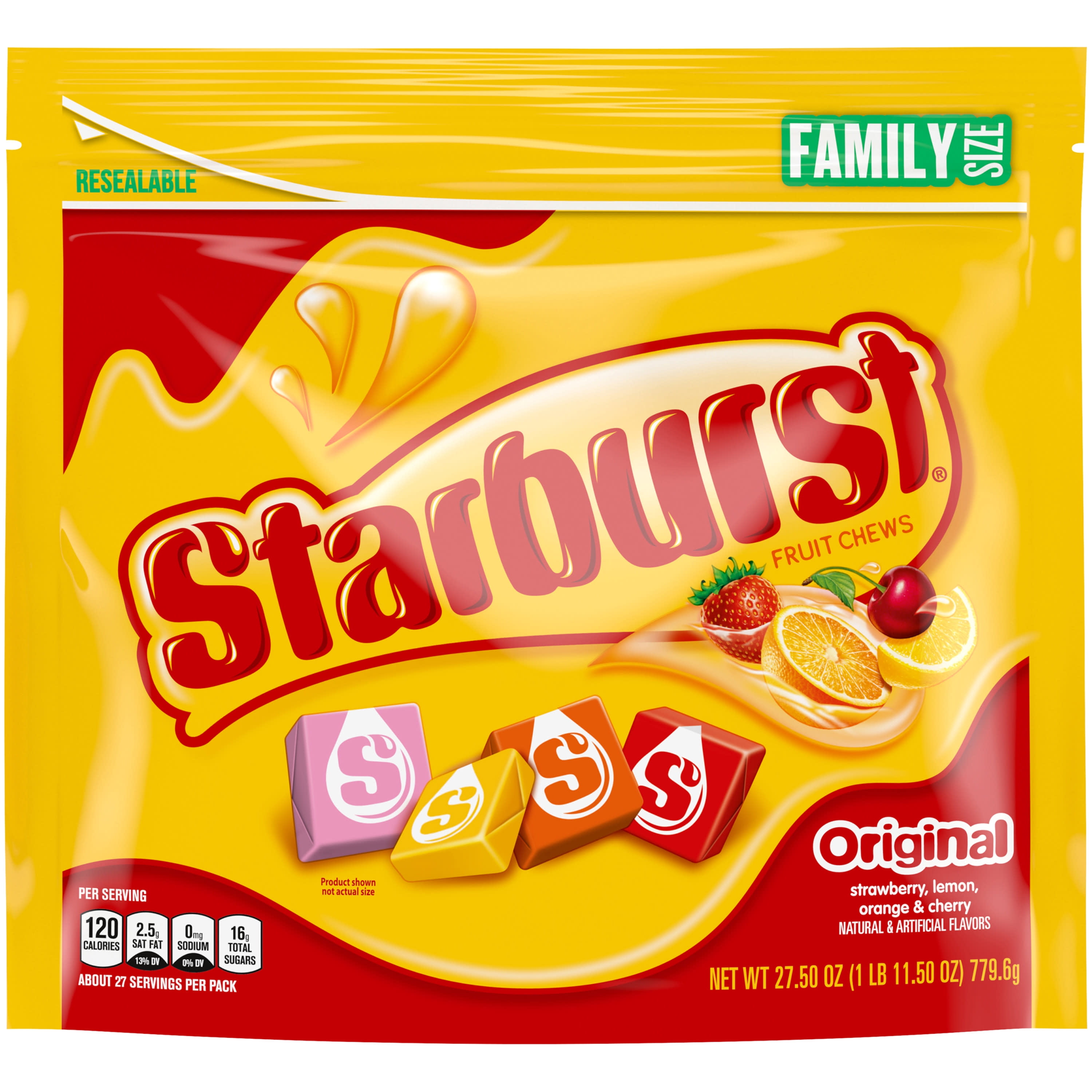 Starburst Original Fruit Chews Gummy Candy Family Size 27.5 oz Bag