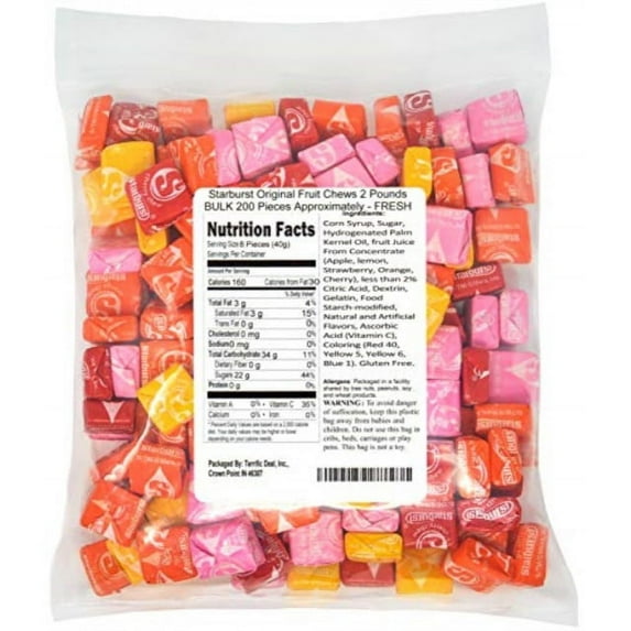 Starburst Original Fruit Chews 2 Pounds BULK 200 Pieces Approximately FRESH