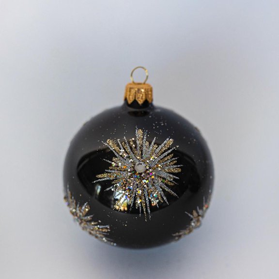 Starburst Pattern On Black Ball Ornament