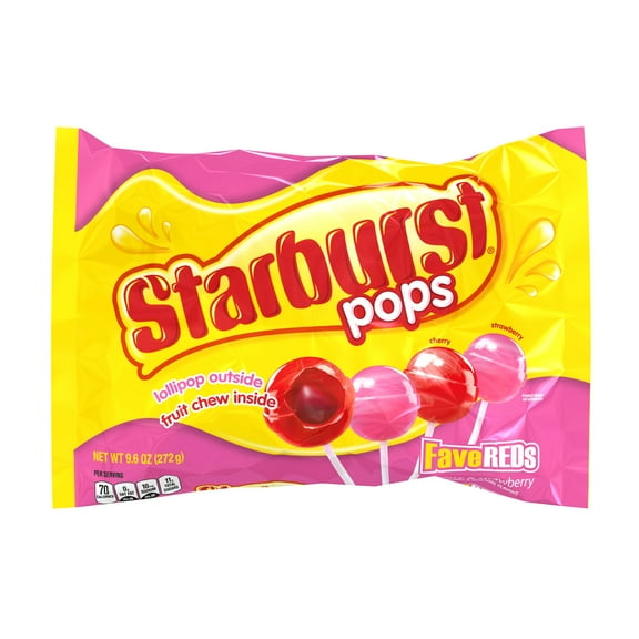 Starburst Pops 9.6 oz, Lollipops Favorite Reds Lay Down Bag