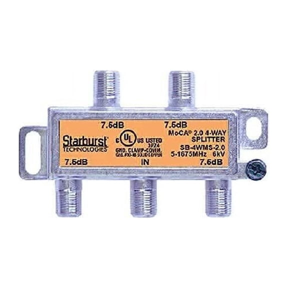Starburst SB-4WMS-2.0 MOCA 4-Way Coax Splitter Horizontal FIOS Verizon Frontier