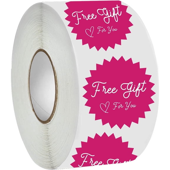 Starburst Shaped Free Gift Sticker, Self-Adhesive Labels for Customer Appreciation Prize Winner Handmade Packaging Supplies