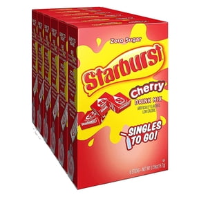 Starburst Singles To Go Powdered Drink Mix, Cherry, 3 Boxes with 6 Packets Each - 18 Total Servings, Sugar-Free Drink Powder, Just Add Water, 6 count (Pack of 12)