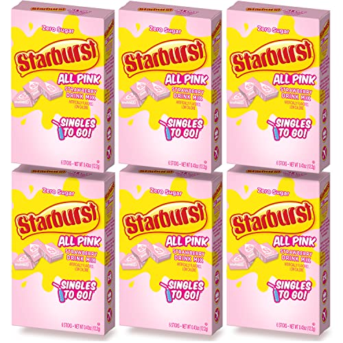 Starburst Singles To Go Zero Sugar Drink Mix, Strawberry, 6 CT Per Box